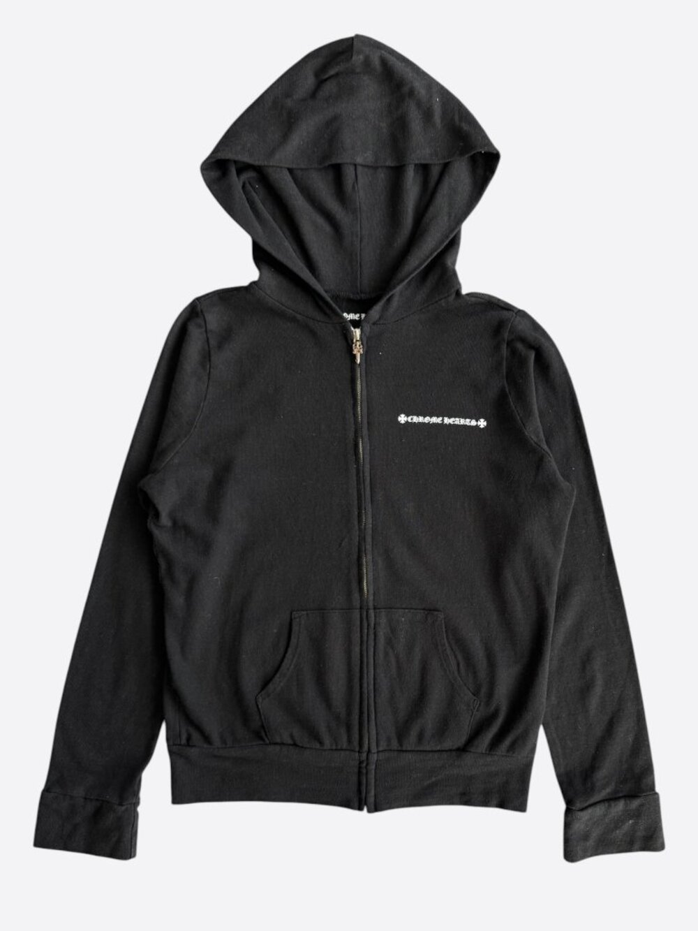 Chrome Hearts Black & White Cross Logo Women's Zip Up Hoodie
